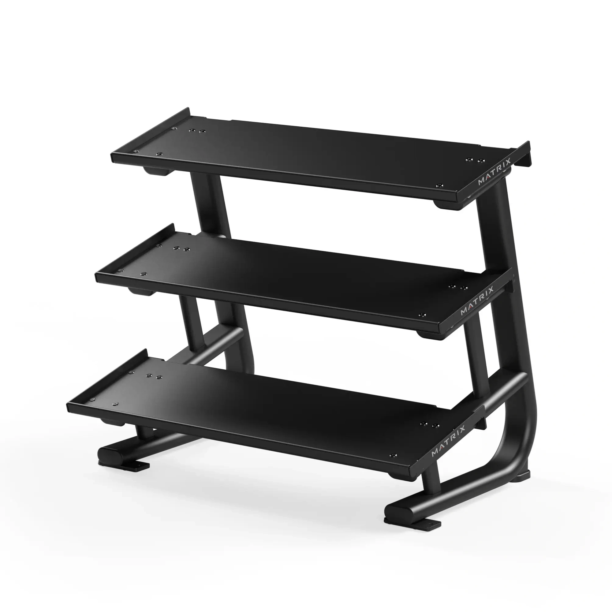 Короткая трехъярусная стойка для гантелей с плоскими полками Matrix Magnum 